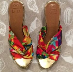 Etienne Aigner Krista Watercolors Wedge Sandals 10